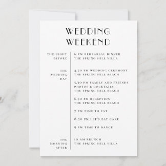 Wedding Weekend Itinerary & Welcome | Schedule Invitation