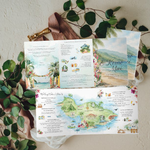 Wedding Weekend   Maui, Hawaii Tri-Fold Invitation