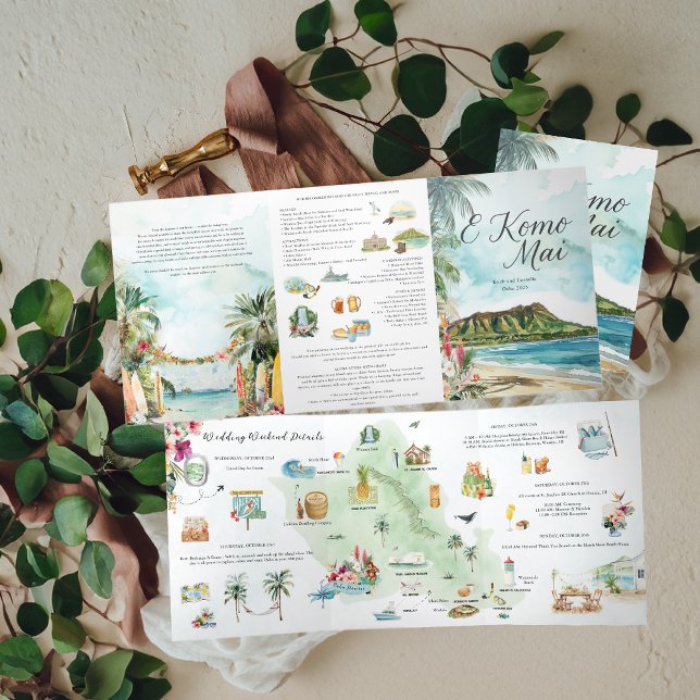 Wedding Weekend | Oahu, Hawaii Tri-Fold Invitation (Creator Uploaded)