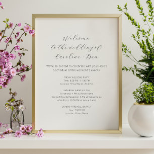 Wedding Weekend Order of Events Minimalist White Poster