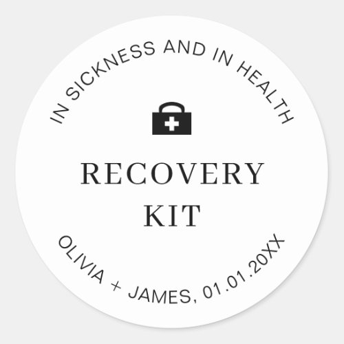 Wedding Weekend Recovery Kit First Aid Hangover Classic Round Sticker