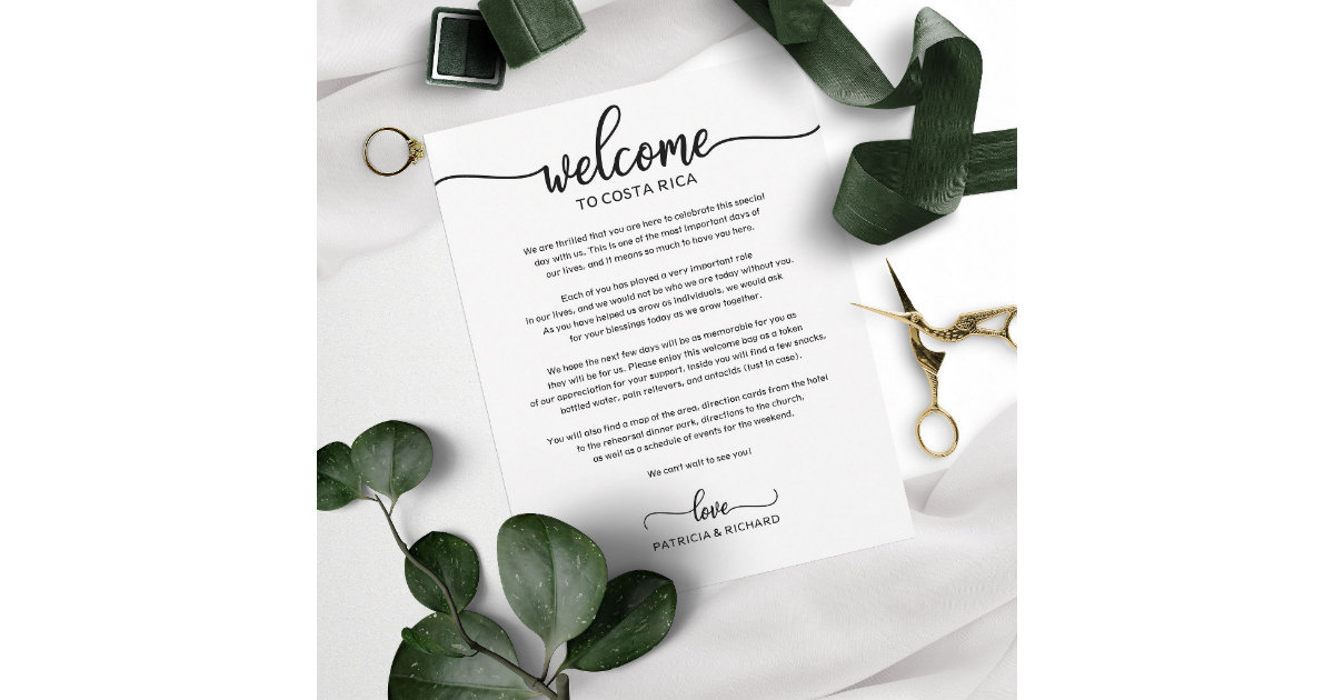 Welcome Letter Template, Wedding Itinerary Card, Welcome Bag Letter, W