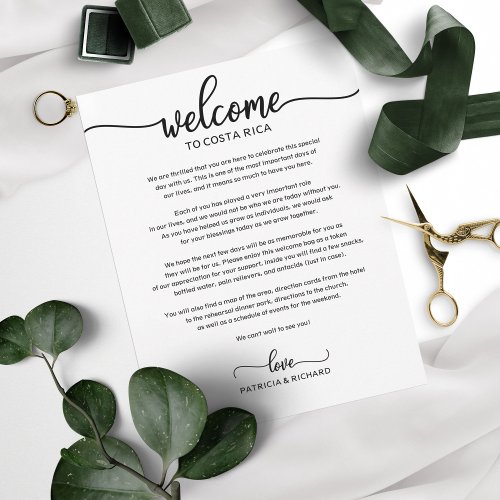 Wedding Weekend Welcome and Itinerary Letter Chic Invitation