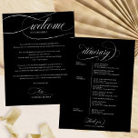Wedding Weekend Welcome Itinerary Black<br><div class="desc">Wedding Weekend Welcome Itinerary Black Cards</div>