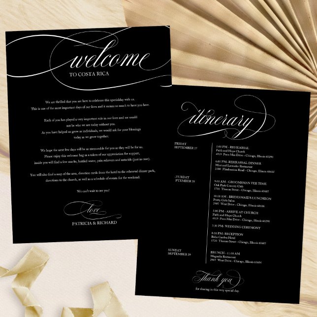 Wedding Weekend Welcome Itinerary Black (Creator Uploaded)