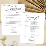 Wedding Weekend Welcome Itinerary Black Script<br><div class="desc">Wedding Weekend Welcome Itinerary Black Cards</div>