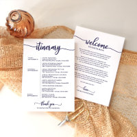 Wedding Weekend Welcome Itinerary Chic Navy Blue