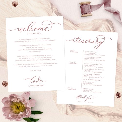 Wedding Weekend Welcome Itinerary Chic Script