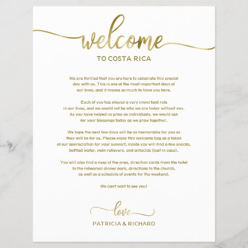 Wedding Weekend Welcome Itinerary Simple Chic