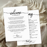 Wedding Weekend Welcome Itinerary Simple Chic<br><div class="desc">This stunning calligraphy wedding suite exudes a modern, bold, and timeless design. Our comprehensive collection provides everything you need to create a cohesive and chic atmosphere, including matching menu cards, personalized napkins, striking signs, favors, and much more. Don't hesitate to reach out via chat for personalized assistance or to discover...</div>