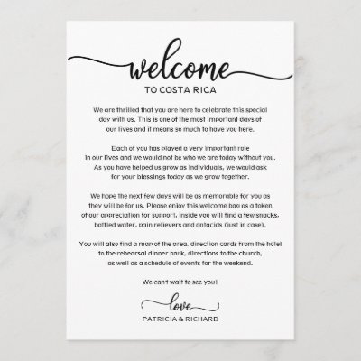 Wedding Weekend Welcome Letter Invitation