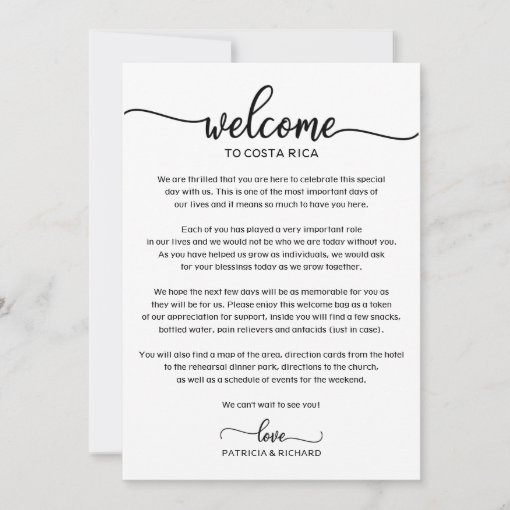 Wedding Weekend Welcome Letter Invitation | Zazzle