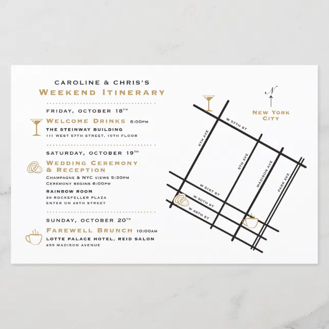 Wedding Weekend Welcome Map Itinerary - for SHARON | Zazzle
