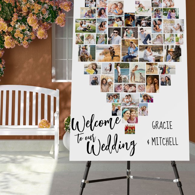 Wedding Welcome 51 Photo Heart Shaped Collage Foam Board (Creator Uploaded)
