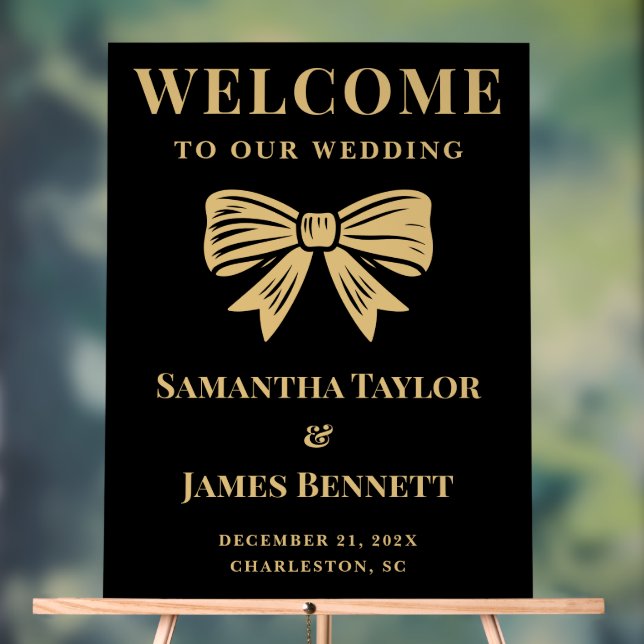 Wedding Welcome Acrylic Sign Black Gold (Neutral)