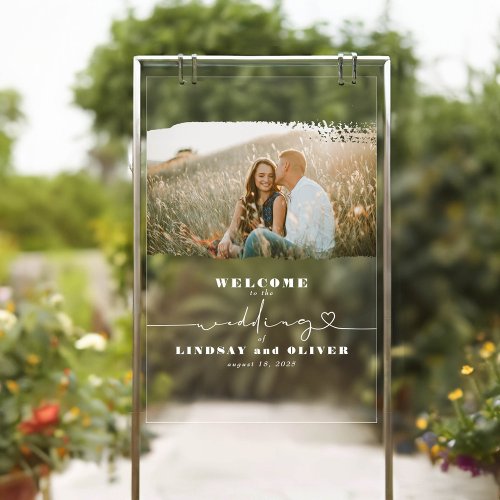 Wedding Welcome Acrylic Sign with Couples Photo