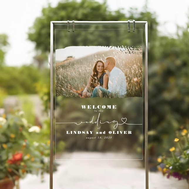 Wedding Welcome Acrylic Sign with Couple's Photo (Photo Welcome Sign)