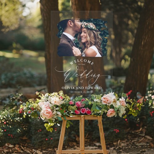 Wedding Welcome Acrylic Sign with Photo