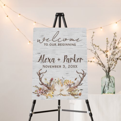 Wedding Welcome Autumn Deer Antlers Foam Board