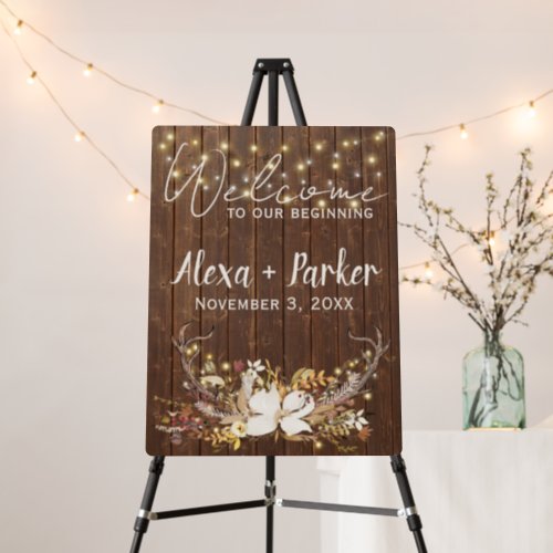 Wedding Welcome Autumn Deer Antlers Foam Board