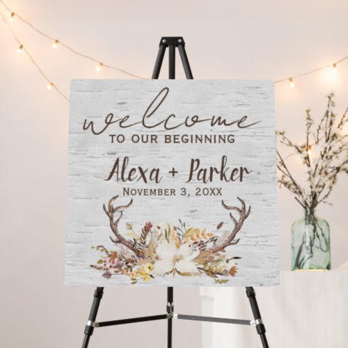 Wedding Welcome Autumn Deer Antlers Foam Board