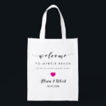 Wedding Welcome Bag for Hotel Guest, Fuschia Heart<br><div class="desc">Fill these fun reusable bags with your favorite treats to help make your guests' stay more enjoyable.</div>