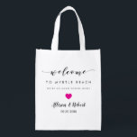 Wedding Welcome Bag for Hotel Guest, Fuschia Heart<br><div class="desc">Fill these fun reusable bags with your favorite treats to help make your guests' stay more enjoyable.</div>