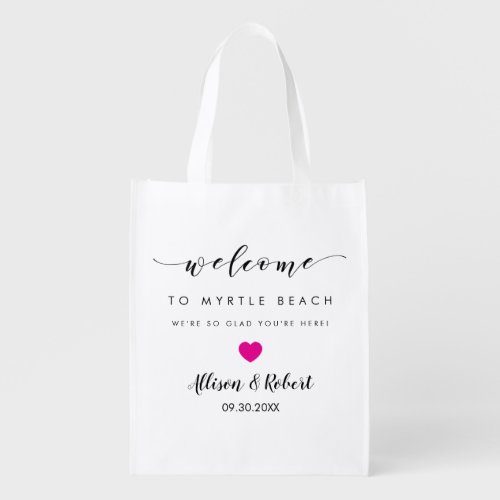 Wedding Welcome Bag for Hotel Guest Fuschia Heart