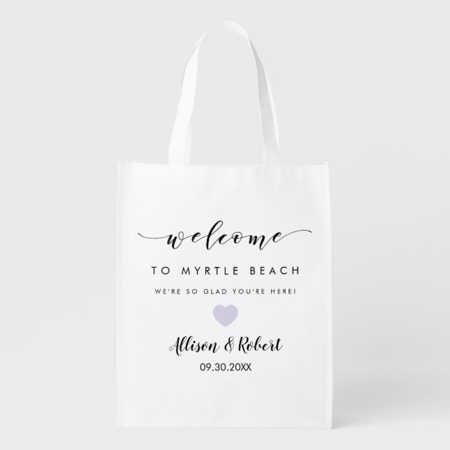 Wedding Welcome Bag for Hotel Guest, Lavender (Front)