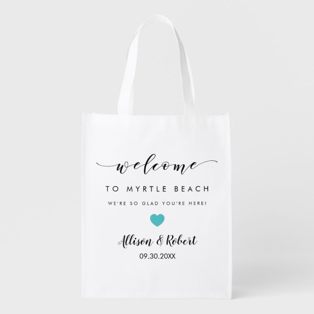 Wedding Welcome Bag for Hotel Guest, Turquoise (Front)