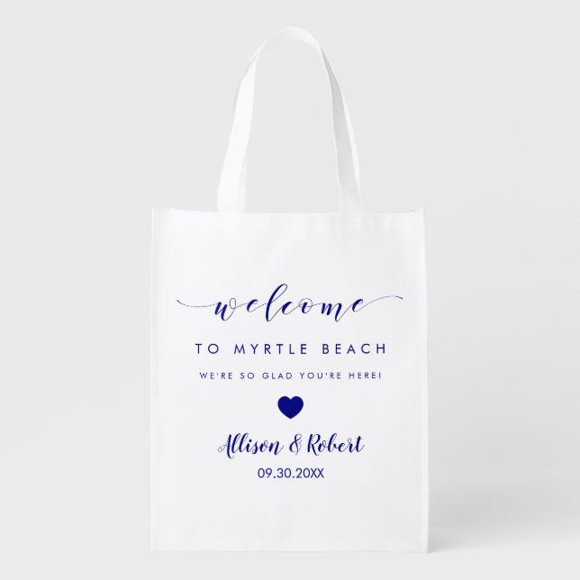 Wedding Welcome Bag for Hotel Guests, Navy Blue (Front)