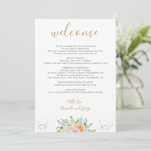 Wedding Welcome Bag Letter Itinerary Holiday Card