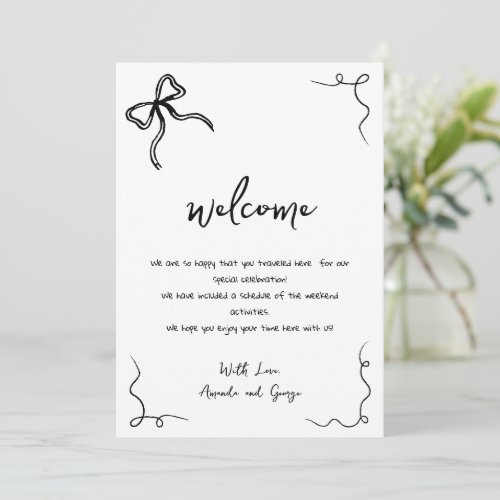 Wedding Welcome Bag Letter Itinerary Holiday Card