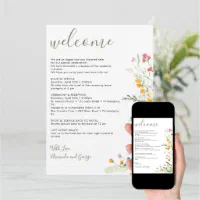 Wedding Welcome Bag Letter Itinerary Holiday Card