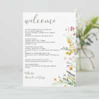 Wedding Welcome Bag Letter Itinerary Holiday Card