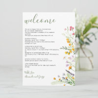 Wildflowers Wedding Welcome bag letter Flyer