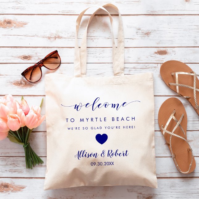 Wedding Welcome Bag, Navy Blue, Hotel Destination Tote Bag (Creator Uploaded)