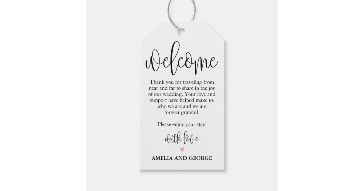 Wedding Welcome Bag Tags Lovely Calligraphy