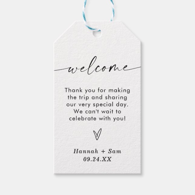 Wedding Welcome Bag Tags | Thank You Favor Tag (Front)