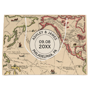 Wedding Welcome Bag, Vintage World Adventure Map Large Gift Bag