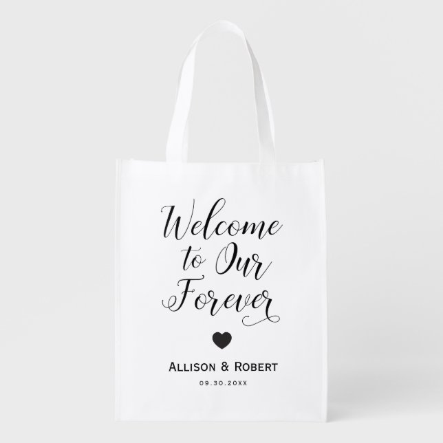 Wedding Welcome Bag, Welcome to Our Forever Grocery Bag (Front)