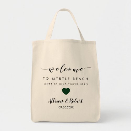 Wedding Welcome Bag with Back Itinerary Green