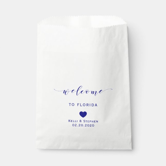 Wedding Welcome Bags for Cookies & Treats, Navy (Front)