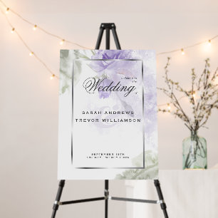 Wedding Welcome Beautiful Rustic Purple Roses Foam Board