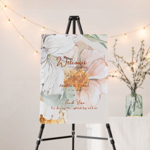 Wedding Welcome Blush Peach Floral Foam Board