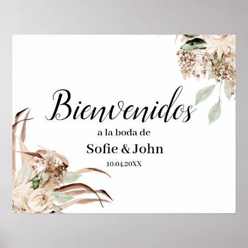 Wedding Welcome Board in Spanish Poster