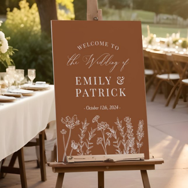Wedding Welcome Burnt Orange Wildflower Sign (Creator Uploaded)