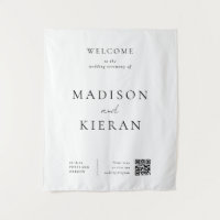 Wedding Welcome Ceremony QR Code Sign Large Fabric