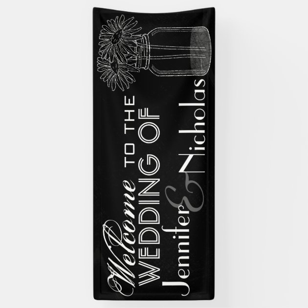 Wedding Welcome Chalkboard And Mason Jar Banner