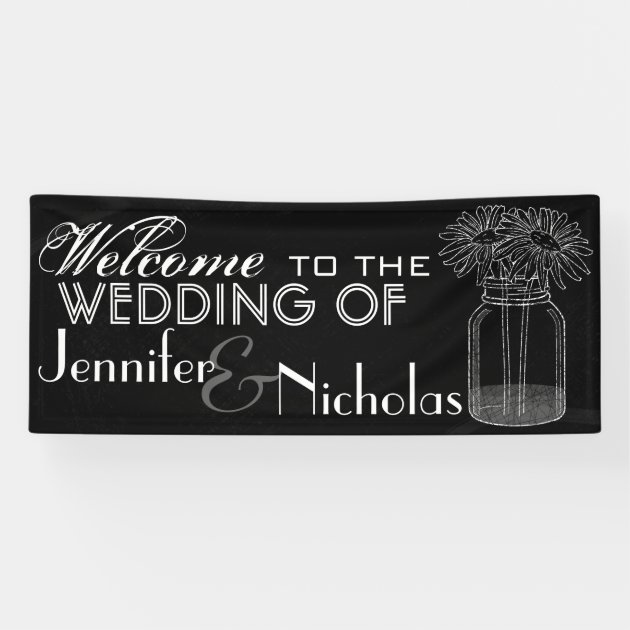 Wedding Welcome Chalkboard And Mason Jar Banner